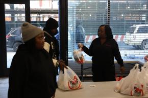 Turkey giveaway event prep at Brownsville Community Justice Center.