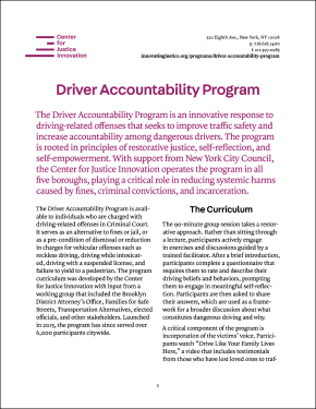 Cover in magenta and black text for Driver Accountability Program fact sheet