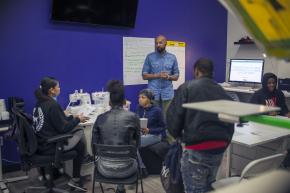 Brainstorming session with young people at the Brownsville Community Justice Center.