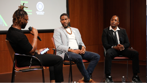 Public Advocate Jumaane D. Williams in a panel discussion with Basaime Spate and Javonte Alexander, co-directors of Street Action Network